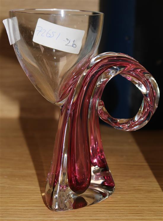 A Val St Lambert glass free form vase